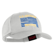US Air Force Retired Flag Embroidered Solid Cotton Twill Mesh Prostyle Cap - White OSFM