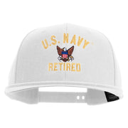 Licensed US Navy Retired Embroidered Flexfit Snapback Style Cap - White OSFM