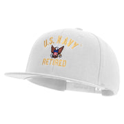 Licensed US Navy Retired Embroidered Flexfit Snapback Style Cap - White OSFM