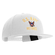 Licensed US Navy Retired Embroidered Flexfit Snapback Style Cap - White OSFM