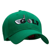 Golf Ball and Club Embroidered Solid Cotton Twill Low Profile Cap