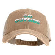 Go Outside Embroidered Pigment Dyed Mesh Cap - Dark Beige Khaki OSFM