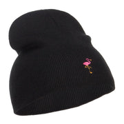 Mini Flamingo Embroidered Short Beanie