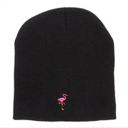 Mini Flamingo Embroidered Short Beanie