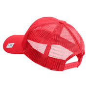 US Marine Semper Fidelis Design Embroidered 6 Panel Structured Cotton Twill Mesh Cap Made in USA - Red OSFM