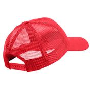 US Marine Semper Fidelis Design Embroidered 6 Panel Structured Cotton Twill Mesh Cap Made in USA - Red OSFM