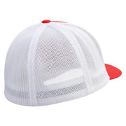 Sweden Twinflower Embroidered Flexfit Mesh Cotton Twill Trucker 2 Tone Cap - Red-White OSFM