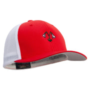 Sweden Twinflower Embroidered Flexfit Mesh Cotton Twill Trucker 2 Tone Cap - Red-White OSFM