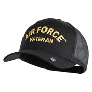 Air Force Veteran Text Embroidered Solid Cotton Twill Mesh Prostyle Cap - Black OSFM