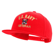 Licensed US Navy Veteran Embroidered Flexfit Snapback Style Cap - Red OSFM