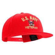 Licensed US Navy Veteran Embroidered Flexfit Snapback Style Cap - Red OSFM