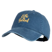 Life is Good Embroidered Cotton Twill Brass Buckle Cap - Navy OSFM