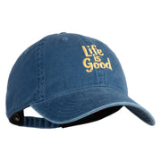 Life is Good Embroidered Cotton Twill Brass Buckle Cap - Navy OSFM