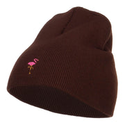 Mini Flamingo Embroidered Short Beanie