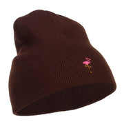 Mini Flamingo Embroidered Short Beanie