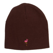 Mini Flamingo Embroidered Short Beanie