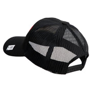 US Marine Semper Fidelis Design Embroidered 6 Panel Structured Cotton Twill Mesh Cap Made in USA - Black OSFM