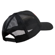 US Marine Semper Fidelis Design Embroidered 6 Panel Structured Cotton Twill Mesh Cap Made in USA - Black OSFM