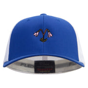 Sweden Twinflower Embroidered Flexfit Mesh Cotton Twill Trucker 2 Tone Cap - Royal-White OSFM