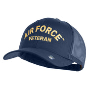 Air Force Veteran Text Embroidered Solid Cotton Twill Mesh Prostyle Cap - Navy OSFM