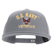 Licensed US Navy Veteran Embroidered Flexfit Snapback Style Cap - Dk-Grey OSFM