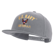 Licensed US Navy Veteran Embroidered Flexfit Snapback Style Cap - Dk-Grey OSFM