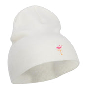 Mini Flamingo Embroidered Short Beanie