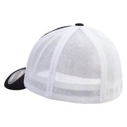 Sweden Twinflower Embroidered Flexfit Mesh Cotton Twill Trucker 2 Tone Cap - Black-White OSFM