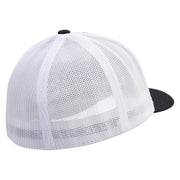 Sweden Twinflower Embroidered Flexfit Mesh Cotton Twill Trucker 2 Tone Cap - Black-White OSFM