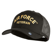 Air Force Veteran Text Embroidered Solid Cotton Twill Mesh Prostyle Cap - Charcoal OSFM