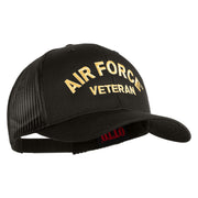 Air Force Veteran Text Embroidered Solid Cotton Twill Mesh Prostyle Cap - Charcoal OSFM