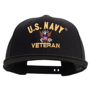 Licensed US Navy Veteran Embroidered Flexfit Snapback Style Cap - Black OSFM