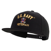 Licensed US Navy Veteran Embroidered Flexfit Snapback Style Cap - Black OSFM