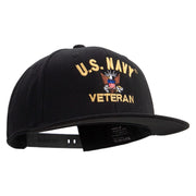 Licensed US Navy Veteran Embroidered Flexfit Snapback Style Cap - Black OSFM