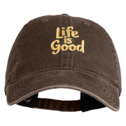 Life is Good Embroidered Cotton Twill Brass Buckle Cap - Brown OSFM