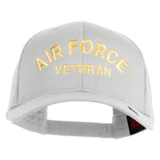 Air Force Veteran Text Embroidered Solid Cotton Twill Mesh Prostyle Cap - White OSFM