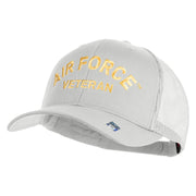 Air Force Veteran Text Embroidered Solid Cotton Twill Mesh Prostyle Cap - White OSFM