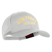 Air Force Veteran Text Embroidered Solid Cotton Twill Mesh Prostyle Cap - White OSFM
