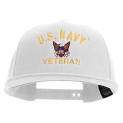 Licensed US Navy Veteran Embroidered Flexfit Snapback Style Cap - White OSFM