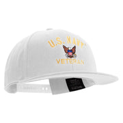 Licensed US Navy Veteran Embroidered Flexfit Snapback Style Cap - White OSFM