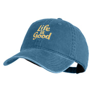 Life is Good Embroidered Cotton Twill Brass Buckle Cap - Sky Blue OSFM