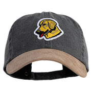 Golden Retriever Patched Suede Bill Washed Pigment Dyed Cap - Black Tan OSFM