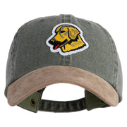 Golden Retriever Patched Suede Bill Washed Pigment Dyed Cap - Olive Tan OSFM