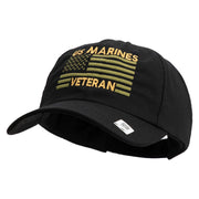 US Marines Veteran Flag Design Embroidered 6 Panel Unstructured Cotton Twill Cap Made in USA - Black OSFM