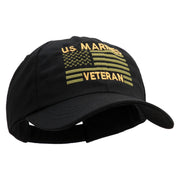 US Marines Veteran Flag Design Embroidered 6 Panel Unstructured Cotton Twill Cap Made in USA - Black OSFM