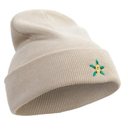 Honduras National Orchid Embroidered 12 Inch Long Knitted Beanie - Birch OSFM