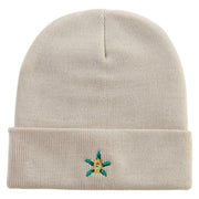 Honduras National Orchid Embroidered 12 Inch Long Knitted Beanie - Birch OSFM