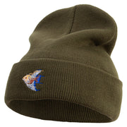 Angelfish Logo Embroidered 12 Inch Long Knitted Beanie - Olive OSFM