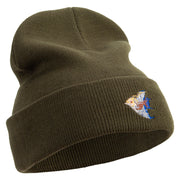 Angelfish Logo Embroidered 12 Inch Long Knitted Beanie - Olive OSFM