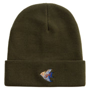 Angelfish Logo Embroidered 12 Inch Long Knitted Beanie - Olive OSFM